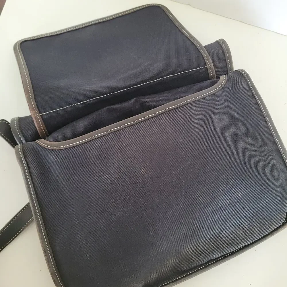 Coach Shoulder Bag, Canvas Denim Leather Black 8113 Rustic Flap‎ Medium Saddle
